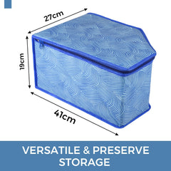 Heart Home Saree Cover & Blouse Cover Set | Saree & Blouse Organizer Combo Set | 3 Pieces Blouse & 3 Pieces Saree Cover Set | Zipper Closure | Lahariya-Design | Set of 6 | Blue