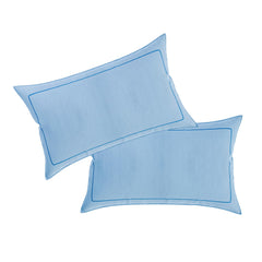 Heart Home Pillow Cover | Cotton Pillow Cover | Pillow Cover for Bedroom | Cushion Pillow Cover for Living Room | Plain Border Pillow Cover Set | Set of 6 | Sky Blue
