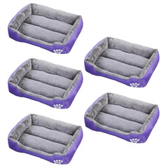 Kuber Industries Dog & Cat Bed|Super Soft Plush Top Pet Bed|Oxford Cloth Polyester Filling| Washable Dog Bed|Rectangular Cat Bed with Rise-Edge Pillow|QY036P-L|Purple(Pack of 5)