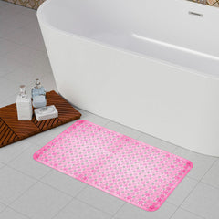 Heart Home Bath Mat | PVC Bathroom Mat | Shower Bath Mat | Transparent Round Check Floor Tub Mat | Foot Massager Mat | Anti-Skid Floor Mat | Shower Mat | Pink