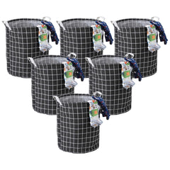 Kuber Industries Laundry Basket For Clothes|Foldable Laundry Hamper|Basket For Toys, Dirty clothes, Storage "45 LTR"-Pack of 6 (Black)