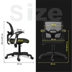 Kuber Industries Ergonomic Revolving Office Chairs for Work from Home | Comes with Manual Height Adjustable, Armrest & 2D Lumbar Support | Comfy Study Chair for Students with Wheels | Black