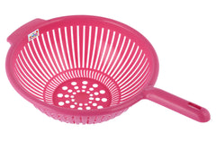 Fun Homes Plastic Strainer Colander with Long Handle Use for Pasta, Noodles, Spaghetti, Vegetables and More (Pink)-FHUNH15133, Standard (FHUNH015133)