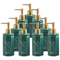 Kuber Industries Liquid Soap Dispenser | Handwash Soap Dispenser | Soap Dispenser for Wash Basin | Shampoo Dispenser Bottle | Bathroom Dispenser Bottle | 9 Piece | Pack of 3 | 350 ml | Green