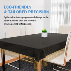 Heart Home Dining Table Cover | PVC Table Cloth Cover | 6-Seater Table Cloth | Table Protector Cover | Table Cover for Dining Table | Golden Lace Table Cover | 60x90 Inch | DTC | Black