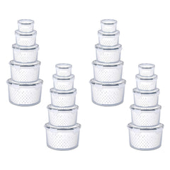 Kuber Industries 20 Pcs Food Containers | Round Storage Box for Fridge | Vegetable Fruit Strainer Basket | Refrigerator Storage Box | Containers With Airtight Lid | HXP00288 | Transparent | Pack of 4