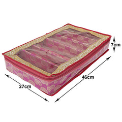 Heart Home Multipurpose Carry Design Laminated 6 Rod Bangle Box/Organizer/Case With Tranasparent Top (Pink)-47HH0117