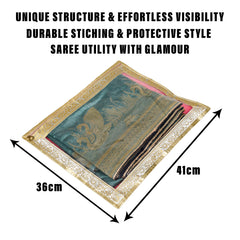 Heart Home Saree Cover | Clothes Storage Bag | Single Packing Saree with Zip Closure | Wardrobe Organizer | Cloth Stoarge Organizer | 4 Side Lace Saree Cover | Pack of 12 | Light Pink