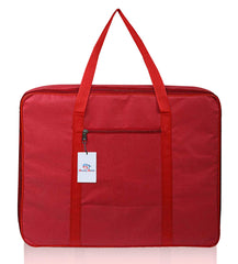 Heart Home Small Size Lightweight Foldable Rexine Jumbo Underbed Storage Bag With Zipper And Handle (Red) (F_26_HEARTH016802)