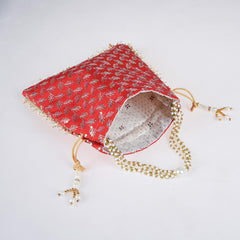 Heart Home Potli|Silk Wedding Potli|Drawstring Closure Potli|Wallet Potli|Christmas Gift Potli|Baby Shower Potli|Traditional Shagun Potli|Square Embroidery Potli|Red