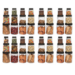 Kuber Industries Set of 12 Plastic Container Set | 1000ml, 500ml, 200ml I PET, Food Grade Plastic, 100% BPA Free | Airtight Container Set for Kitchen Storage |Small to Large, Transparent (Pack Of 4)