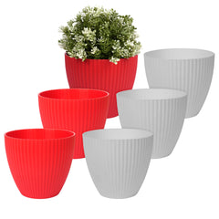 Heart Home Flower Pot | Flower Planter Pots for Indoor | Flower Pots for Outdoor | Pot for Garden & Balcony Flowering | Flower Plants Pot | Mega Flower Pot | 6 Inch | Pack of 6 | Multi