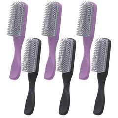 Kuber Industries Hair Brush | Flexible Bristles Brush | Hair Brush with Paddle | Straightens & Detangles Hair Brush | Suitable For All Hair Types | Hair Brush Styling Hair | Set of 6 | Black & Purple