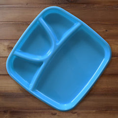 Heart Home Serving Plate|Plate Set for Dinner|Unbreakable Plastic Plates|Microwave Safe Plates|Food Organizer with 4 Partitions|Set of 2 (Sky Blue & Brown)