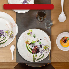 Kuber Industries 32 Pieces Round Melamine Microwave & Dishwasher Safe Dinnerware Kitchen Crockery Set | Glossy Dinner Sets & Kitchen Set for Home | Stylon Purple Floral - White