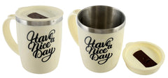 Kuber Industries Insulated BPA Free Plastic Coffee Mug with Lid, Pack of 2 (Grey)