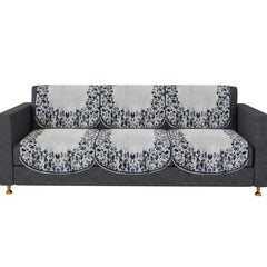 Heart Home Sofa Cover | 3 Seater Sofa Slip Cover Set | Blue Digital Leaf Sofa Cover | Velvet Couch Cover | Sofa Slipcover Set | Sofa Cover for Living Room | Gray