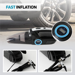 Kuber Industries 4 in 1 Cordless Vacuum Cleaner with Tyre Inflator | 6000mah-USB, 12V DC, 6000Pa Suction | Portable Vaccine Cleaner for Car and Home | MK2404B | Pack of 6 | Black