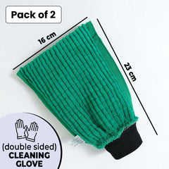 Homestic Pack of 2 Chenille Dry Mitt Gloves|Multi-Purpose Gloves for Kitchen, Home & Laptop Cleaning|Lint & Scratch Free|Super Absorbent|Extra Large But Light Weight |FH8059|Emerald Green