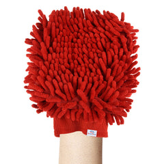 Heart Home Chenille Mitts|Microfiber Cleaning Gloves|Inside Waterproof Cloth Gloves|100 Gram Weighted Hand Duster|Chenille Gloves for Car|Glass|Pack of 2 (Red & Blue)