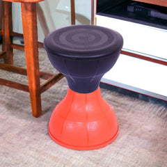 Heart Home Seating Stool | Plastic Damroo Stool | Both Sided Stool for Guestroom | Damroo Style Stool | Stool for Graden | Stool for Balcony | Pack of 2 | Black & Orange
