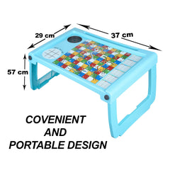 Heart Home Study Table | Study Bed Table for Kids | Foldable Study Table | Ludo Game Table for Kids | Laptop Support Table | Kids Gaming Study Ludo Table with Bottle Holder | Green