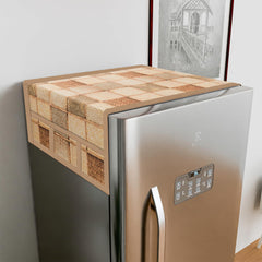 Heart Home Fridge Top Cover | Fridge Top Cover with Pockets | Refrigerator Top Cover for Kitchen | Fridge Top Cover with 6 Utility Pockets | Chatai Fridge Top Cover | Brown
