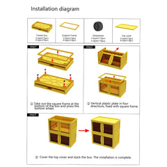 Kuber Industries (Set of 5) 3-Layer Double Door Almirah for Clothes - Collapsible & Foldable Dress Racks/Plastic Cupboard for Storage - Yellow