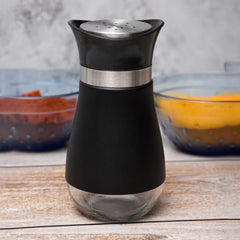 Heart Home Salt Shaker Box | Stainless Steel Pepper Shaker Box | Chilli Flakes Seasoning Sprinkler Box | Namak Daani | Dining Table Masala Box Dabbi | Pack of 2 | Black
