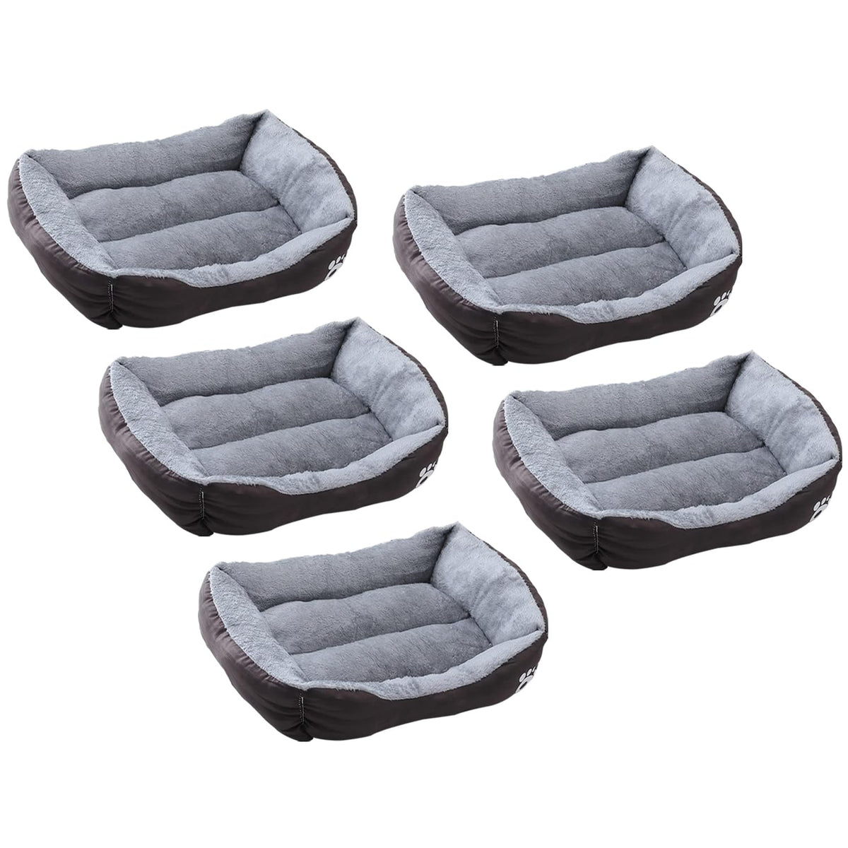 Kuber Industries Dog & Cat Bed|Polyester Face with Cotton & Polyester Filling|Comfortable and Durable|Rectangle Pet Bed for Enhanced Stretching Space|Machine Wash|QY036BR-M|Brown (Pack of 5)