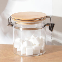 Urbane Home Borosilicate Glass Jar with Bamboo Lid | Kitchen Organizer Items & Storage | Multi-utility, Leakproof, Airtight Storage Jar for Cookies, Snacks, Tea, Coffee, Sugar | Set of 2 (650ml)