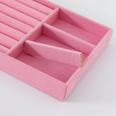 Kuber Industries 8 Pieces Velvet Jewelry Trays Organizer | Jewelry Storage Box | Jewelry Organizer | Showcase Holder Dresser Organizer for Earring Necklace Bracelet Ring |Pack of 2 | YBL4-04 | Pink