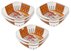 Heart Home Large Multi-Purpose Plastic Storage Baskets for Fruits Vegetables and Kitchen Fridge Dining Table- Pack of 6 (Brown)-HS42KUBMART25396