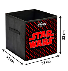 Heart Home Disney Star War Printed Non-Woven Foldable Storage Bin/Cube/Organizer For Toys, Clothes And Books With Handles- Pack of 4 (Black) -HS43HEARTH26296