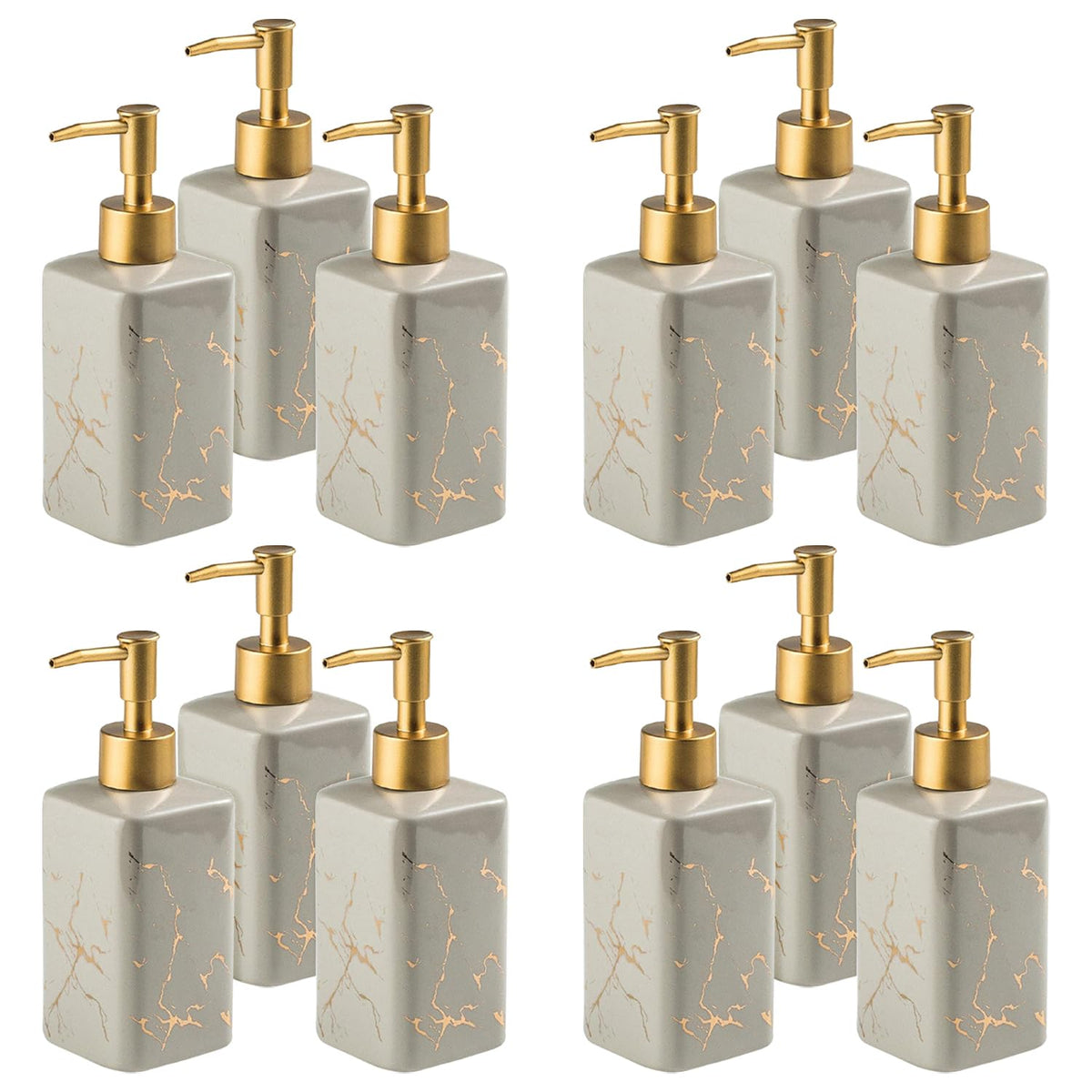 Kuber Industries Liquid Soap Dispenser | Handwash Soap Dispenser | Soap Dispenser for Wash Basin | Shampoo Dispenser Bottle | Bathroom Dispenser Bottle | 12 Piece | Pack of 4 | ZX032GY | 320 ml | Gray