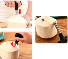 kuber industries Stainless Steel 2 Pieces Coconut Opener Coconut Knife Opener Coconut Opening Fruit Knife Tool (Black)