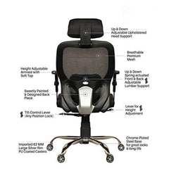 Kuber Industries Ergonomic Office Chairs for Work From Home | Comes with Adjustable Armrest & Headrest | Study Chair for Students with Wheels | Black