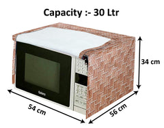 Heart Home PVC Wooden Check Printed Microwave Oven Cover, Dustproof Machine Protector Cover,30 LTR. (Brown)-HS43HEARTH25990
