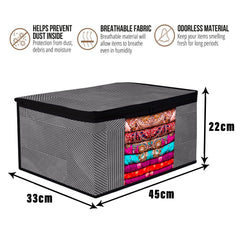 Heart Home Saree Cover & Underbed Stoarge Bag Set | 2 Pieces Saree & 2 Pieces Underbed Storage Bag Combo Set | Zipper Closure & Handle | Lining-Design | Set of 4 | Gray