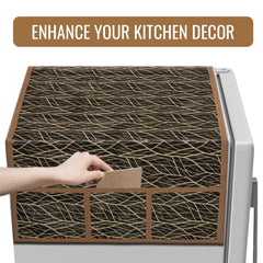 Kuber Industries Fridge Top Cover | Fridge Top Cover with Pockets | Refrigerator Top Cover for Kitchen | Fridge Top Cover with 6 Utility Pockets | Zig Zag Fridge Cover | Brown