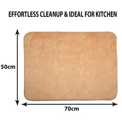 Heart Home Dish Dry Mat | Microfiber Drying Mat | Kitchen Drying Mat | Self Dish Dry Mat | Water Absorbent Kitchen Mat | Embossed Dish Dry Mat | 50x70 | Pack of 2 | Golden