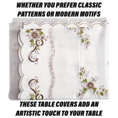 Heart Home Table Cover | PVC Dining Table Cover | Table Cloth | Center Table Cover | Table Cover for Kitchen Table | Alloy Table Cover for Hall Décor | 54 Inch | Brown