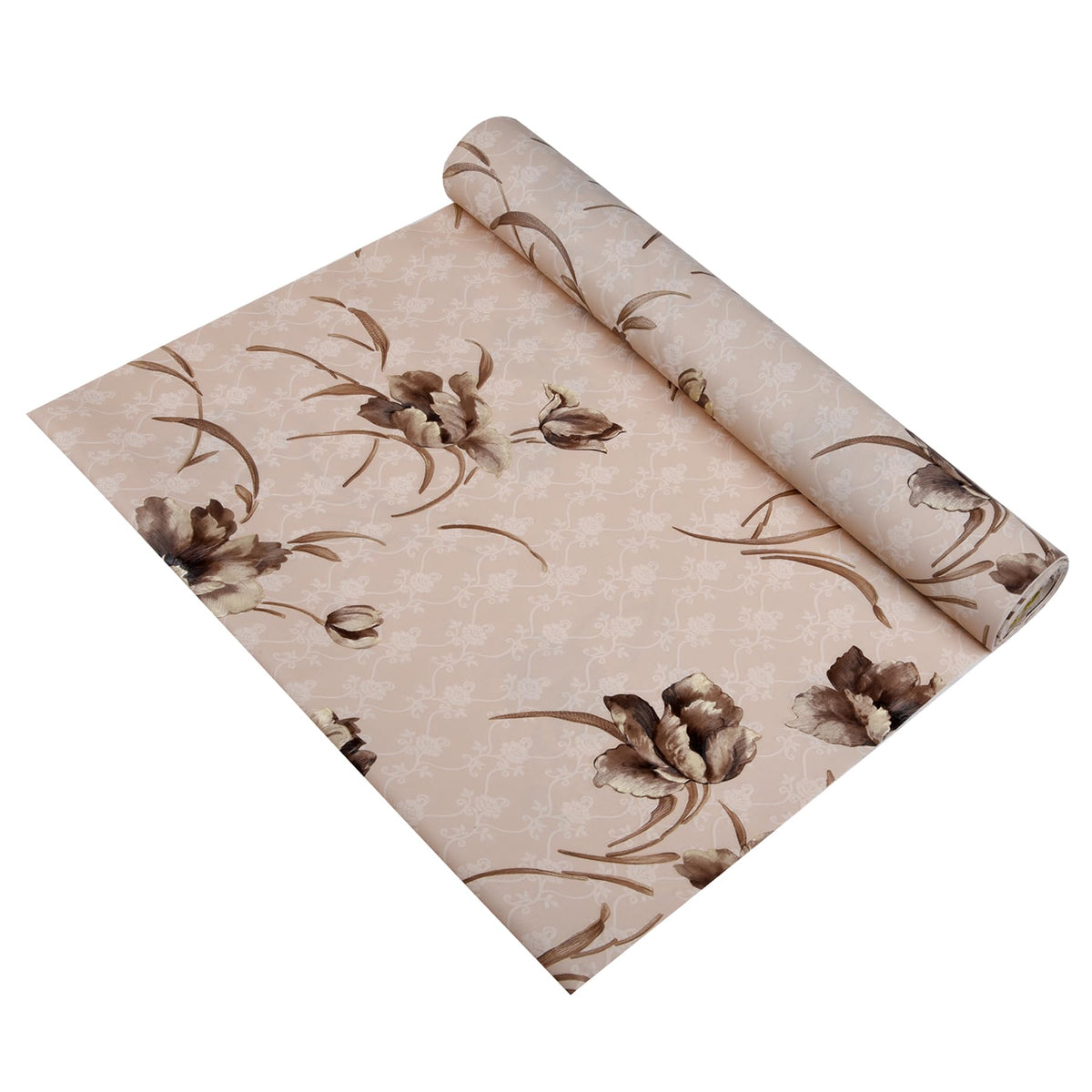 Heart Home Shelf Liner | Kitchen Cabinet Shelf Protector | Kitchen Liners for Cabinets | Drawer Liner Mat | Flower Wallpaper Shelf Liner Cabinet Mat | 5 MTR | Brown