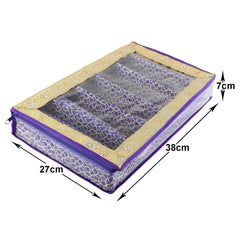 Heart Home Multipurpose Multi Saqare Design Laminated 5 Rod Bangle Box/Organizer/Case With Tranasparent Top (Purple)-47HH0353