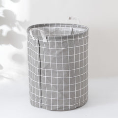 Kuber Industries Foldable Storage Basket|Round Toy Storage Bin|Side Grab Handle|Wardrobe, Closet Organizer (Grey) (Pack of 4)