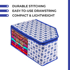 Heart Home Saree Cover & Blouse Cover Set | Saree & Blouse Organizer Combo Set | 2 Pieces Blouse & 2 Pieces Saree Cover Set | Zipper Closure | Dot-Design | Set of 4 | Blue