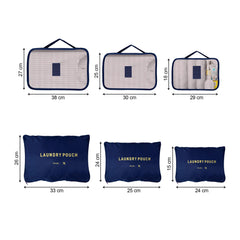 Kuber Industries Pack of 6 Travel Luggage Bag | Toiletry Bag for Jewellery-Watches-Bracelets | Multi-Purpose Storage Bag with Handle | Travel Utility Storage Pouches | LYN16-NVY | Navy Blue