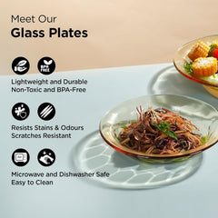 Urbane Home Borosilicate Glass Dinner Set of 4 Plates | Home Crockery for Dining | Microwave Dishwasher Safe | Dinner Plates for Festive Occasions/Parties | Yellow