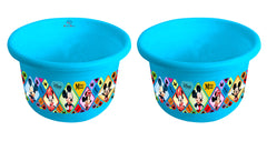 Heart Home Disney Mickey Minnie Print 2 Pieces Unbreakable Plastic Multipurpose Bath Tub/Washing Tub 25 Ltr (Blue) -HS_35_HEARTH17891