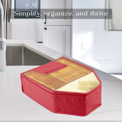 Heart Home Blouse Cover | Clothes Storage Bag | Zipper Wardrobe Organizers | Clothes Organiser with Attached Pocket | Non-Woven Front Transparent Blouse Cover | Pack of 12 | Maroon